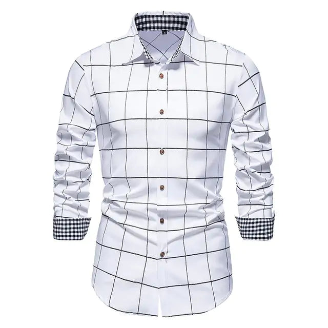 Plaid Patchwork Formal Shirts for Men