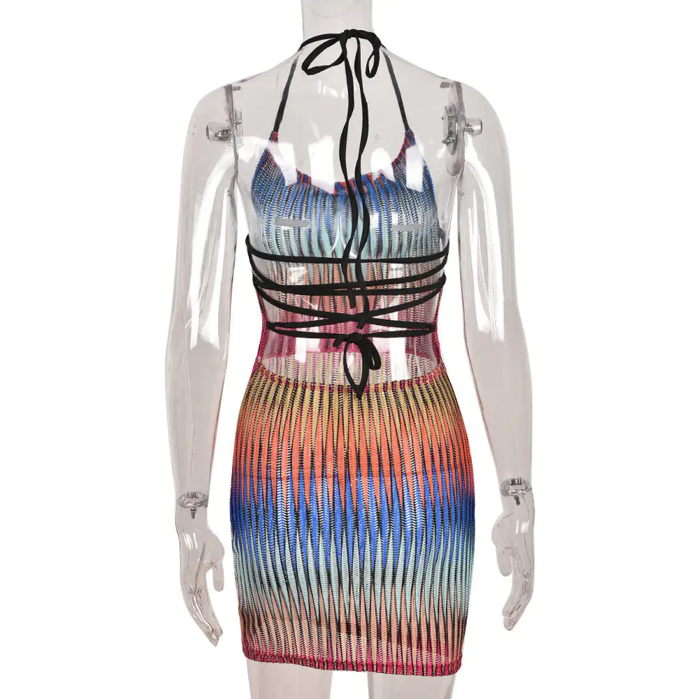 Gradient Mesh Mini Dress