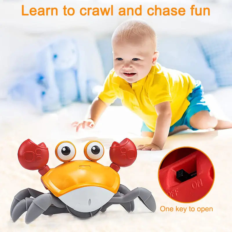 Cute Sensing Crawling Crab Baby Toys Interactive Walking Dancing with Music Automatically Avoid Obstacles Toys for Kids Toddler