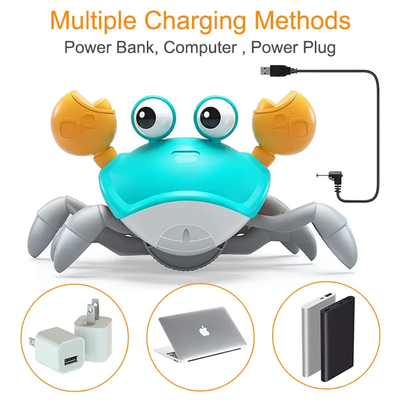 Cute Sensing Crawling Crab Baby Toys Interactive Walking Dancing with Music Automatically Avoid Obstacles Toys for Kids Toddler